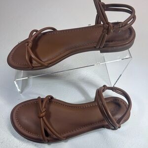 J. Crew Brown Knotted Strappy Flat Sandals